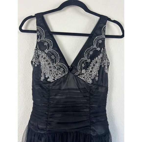 Scott McClintock Vintage Black Beaded Sleeveless Fit & Flare Cocktail Dress Sz 6 - Picture 6 of 12